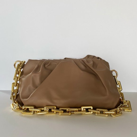 Cloud Clutch - Tan Ruched Pouch Bag - Picture 4 of 8